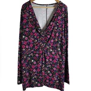 Lane Bryant Multicolor Floral V-Neck Blouse